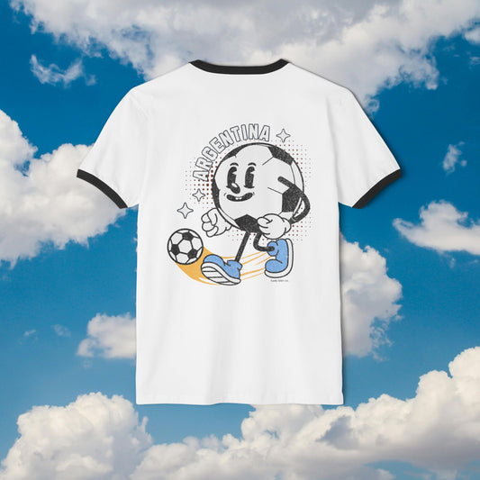 Argentina Heart Ringer Tee | Vintage World Cup Soccer Graphic