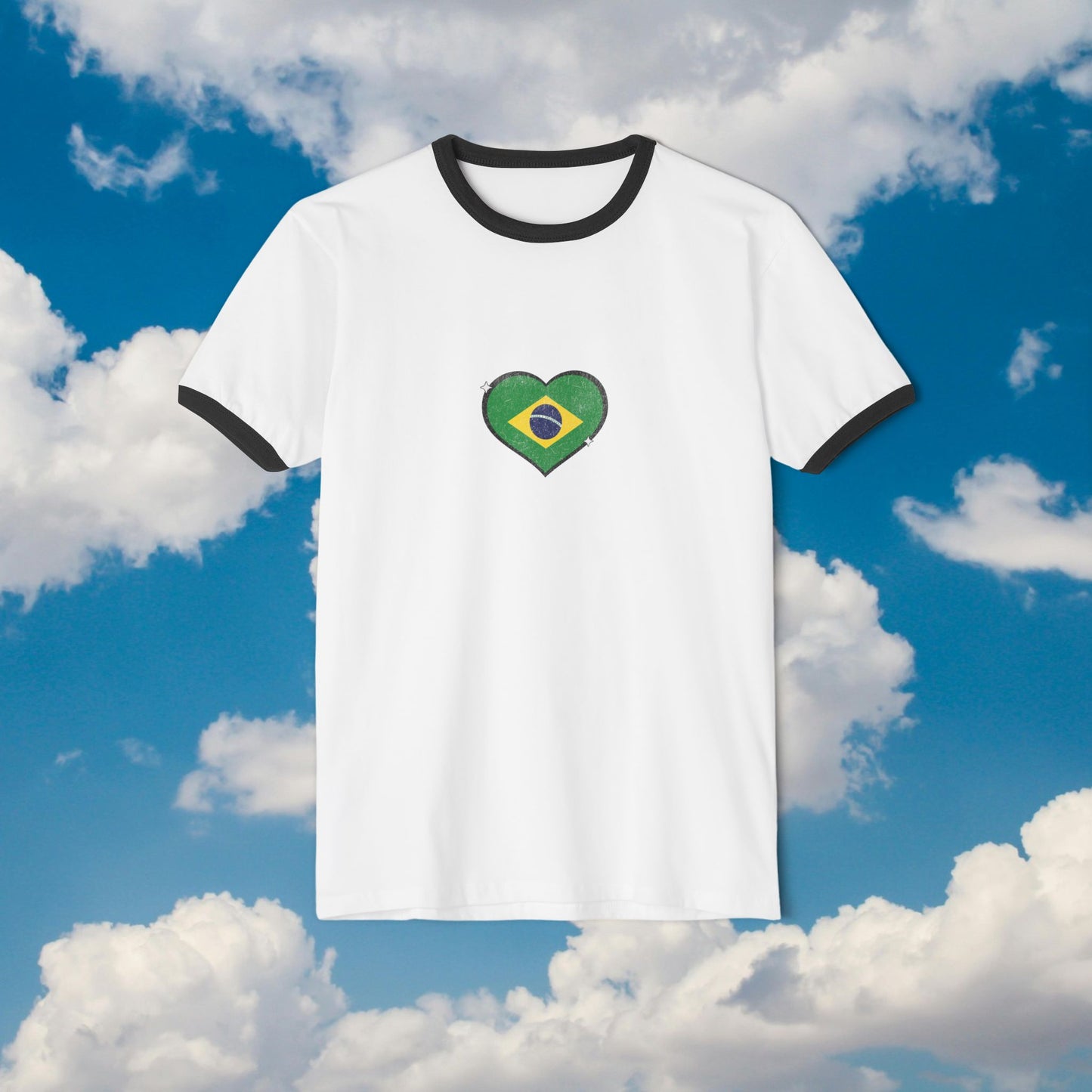Brasil Heart Ringer Tee | Vintage World Cup Soccer Graphic