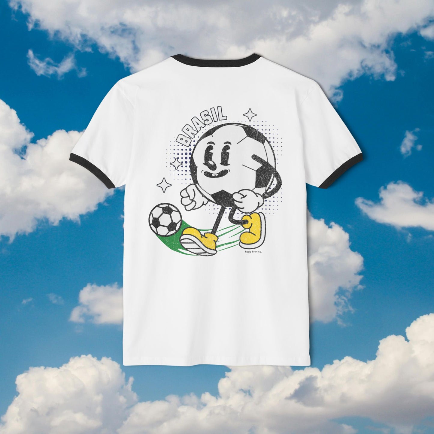 Brasil Heart Ringer Tee | Vintage World Cup Soccer Graphic