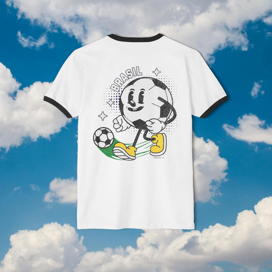 Brasil Heart Ringer Tee | Vintage World Cup Soccer Graphic
