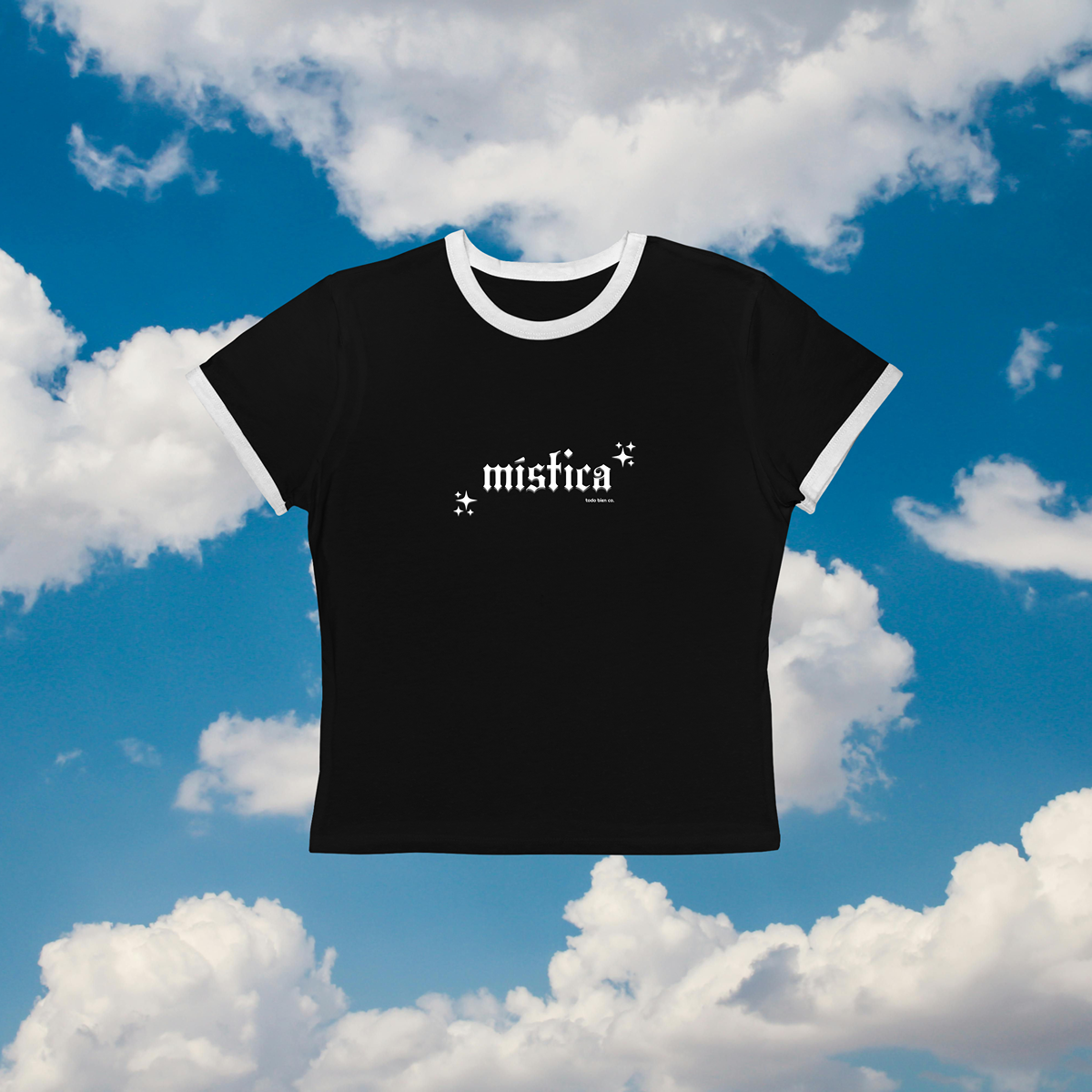 Mística Ringer Baby Tee | Witchy Vintage Typography
